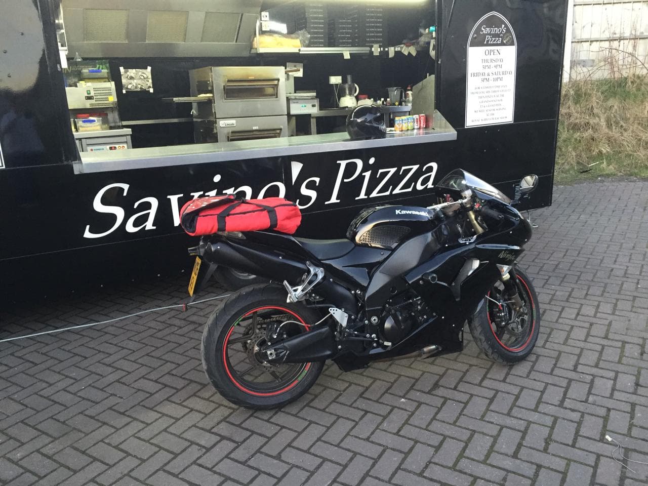 The Savino's Pizza trailer